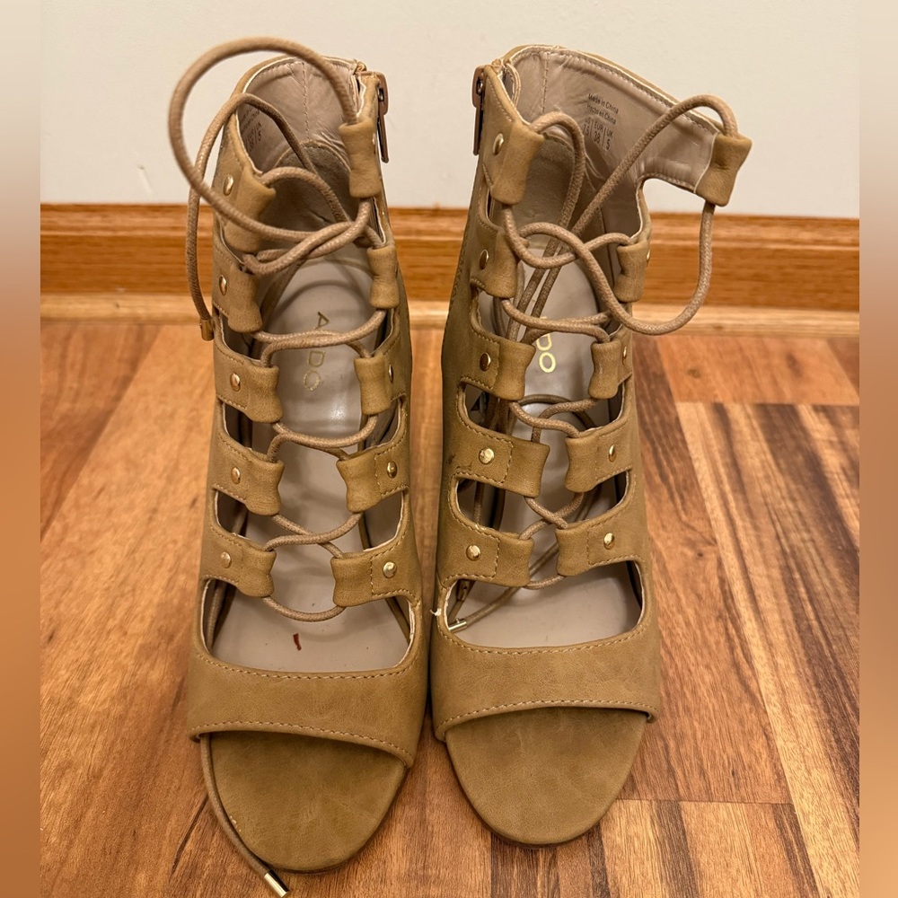 Tan Strappy Heeled Sandals